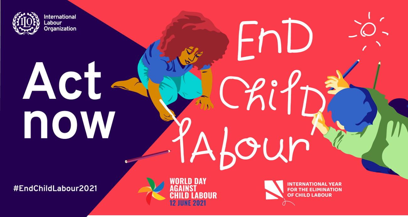Image shows poster for the International Labour Organization's campaign to end child labor.